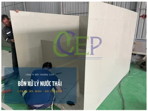 Gia công tấm để ghép bồn bể xử lý nước thải bằng nhựa PP