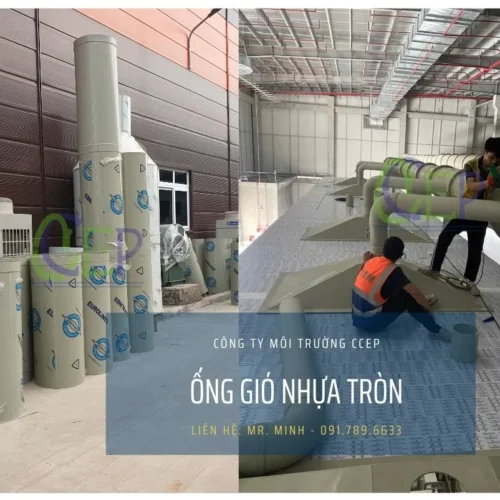Ống gió nhựa tròn được lắp đặt vào hệ thống thu gom
