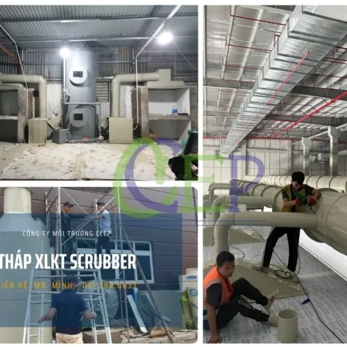 Tháp xử lý khí thải Scrubber của CCEP vật liệu nhựa PP giá rẻ