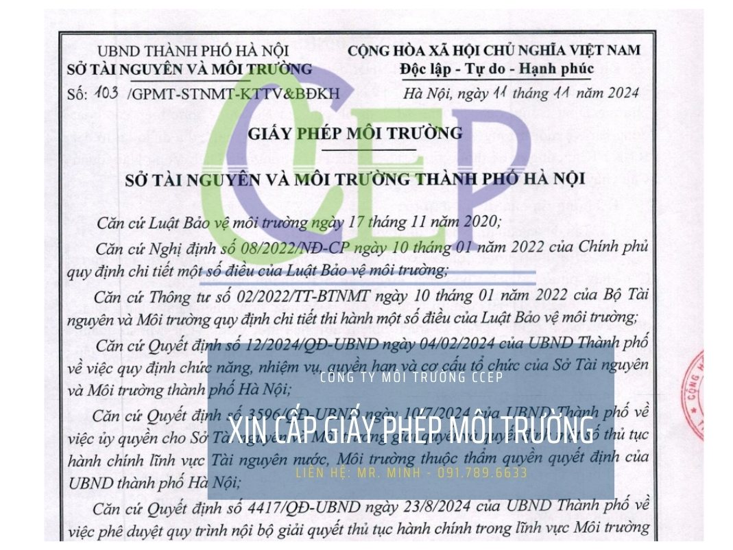 Giấy phép môi trường mới nhất năm 2024