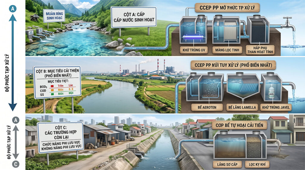 Cột A, B, C trong quy chuẩn nước thải công nghiệp là gì? cot a b c nuoc thai 0000 3