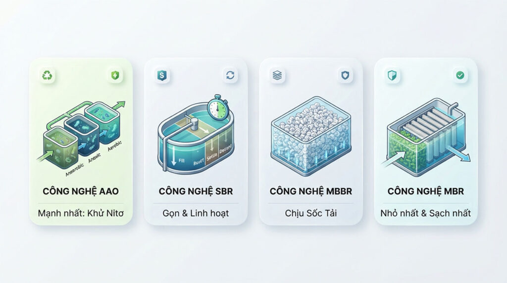 So sánh công nghệ AAO, SBR, MBBR, MBR nên chọn loại nào so sanh cong nghe xu ly nuoc thai 0001 2