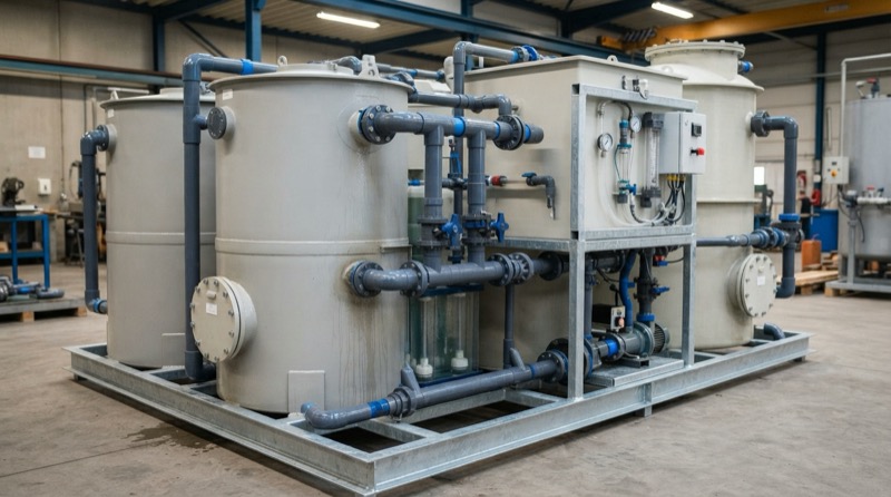 Xử lý nước thải phi tập trung: xu hướng thế giới 2026 Ảnh minh họa: Các khối module xử lý nước thải hợp khối chế tạo sẵn ghép nối liên hoàn phục vụ mở rộng công suất.